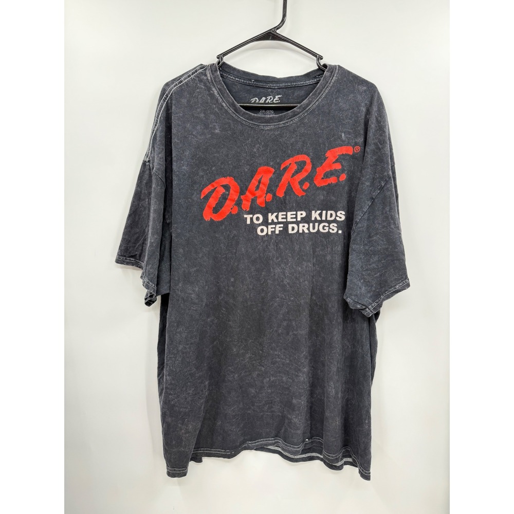 D.A.R.E. 2XL Graphic Tee Mens Charcoal Acid Wash To Keep Kids Off Drugs Shirt